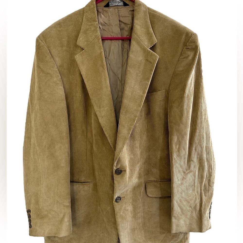 Men’s Corduroy‎ Suit Jacket Sports Coat Blazer Brown Size 44 LONG Lands End